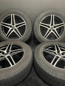 225/60R17 DUNLOP/WINTER MAXX WM02 17年製 Lofida 17インチ 7J＋38 114.3 5H スタッドレス 4本 ブラポリ アルファード (3-B469)