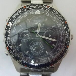 JUNK SEIKO 7T34-6A20 不動　腐食あり現状渡し　セイコー　スカイププロフェッショナル　クロノグラフ　お安くどうぞ 