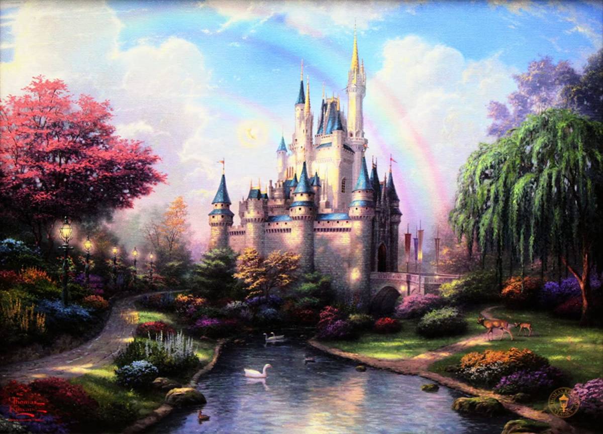 Thomas Kinkade A New Day at Cinderella Castle Disney Sheet Only, hobby, culture, artwork, others