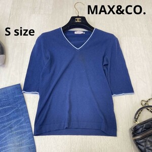 MAX&CO. マックスアンドコー　ネイビー　半袖　ニット　Vネック　Sサイズ