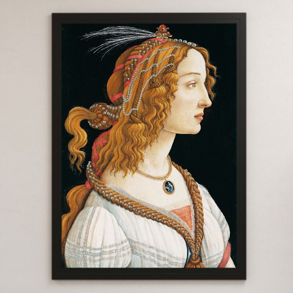 Botticelli Portrait of Simonetta Vespucci Painting Art Glossy Poster A3 Bar Cafe Classic Interior Female Painting Venus, residence, interior, others