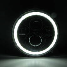 ７インチ LEDヘッドライト イカリング 4つのライトモード切り替え DRL機能付 12V 汎用 コンパチH4/H13 オートバイJeep自動車トラック共通_画像4