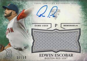 【エスコバー】ジャージ 直筆サインカード 50枚限定 横浜DeNAベイスターズ 2015 TOPPS TRIPLE THREADS EDWIN ESCOBAR AUTO #検索 BBM EPOCH