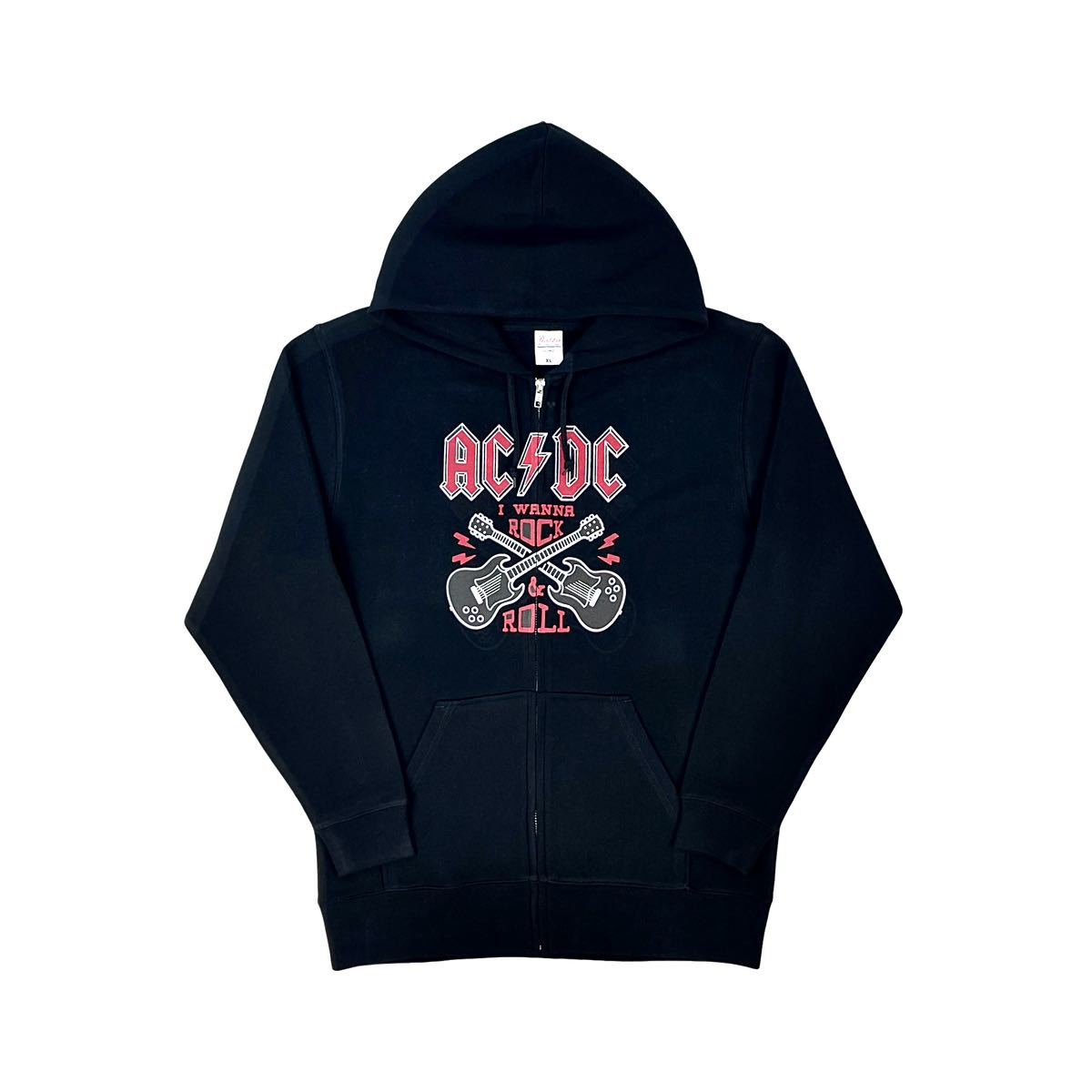 新品 大きい オーバーサイズ XXL XXXL対応 AC/DC ACDC アンガスヤング ギブソンSG ギター ロゴ ジップアップ ビッグパーカー Tシャツ ロンT