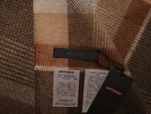 新品定価2万円 ARTISAN アルチザン ミルドウーステッドチェック アルパカ マフラー茶(15) 56RA02 １点物_画像3