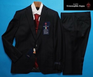 新品17.3万円 大手百貨店扱い 秋冬『Ermenegildo Zegna ゼニア TRAVELLER 伊製生地』ウール100% 艶感ストライプ スーツA4濃紺(A) 1004471