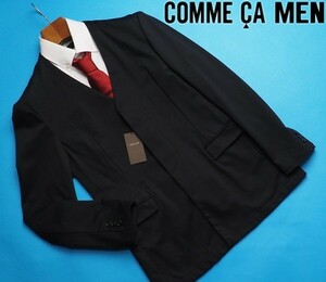 新品サンプル定価5万円 COMME CA MEN コムサメン 2023新作 モクロディ編み ノーカラージャケットL黒(05) 15JC16 1点物