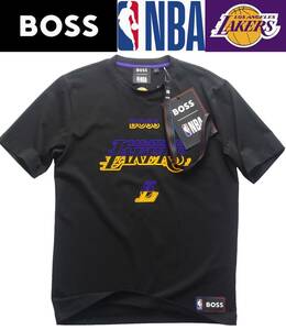 通年物20,600円新品HUGO BOSSボス★ネックストラップ付属NBA公式ロスアンゼルス・レイカーズ黒Tシャツ【欧米L＝日本XL～XXL】