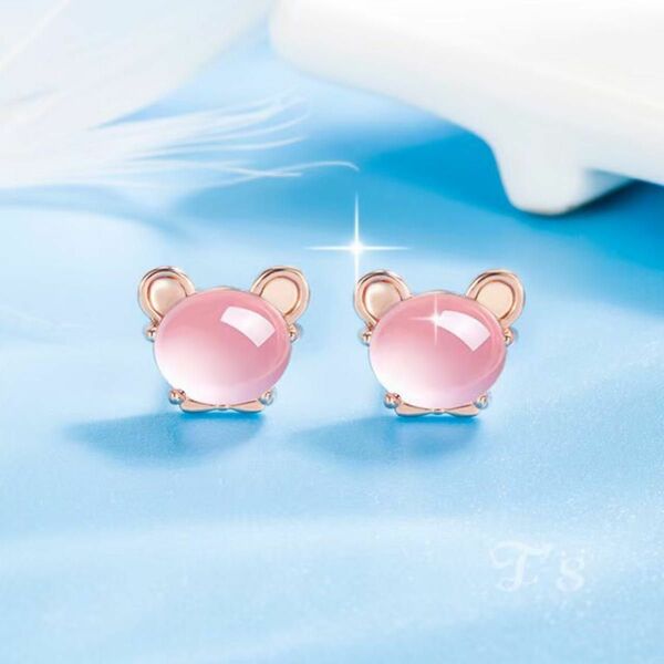 【GW限定¥650】ピアス　レディース　アクセサリー　イヤリング　ピンク　くま　猫　ハムスター　ネズミ　アニマル　かわいい　セット