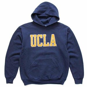 ★USA製 UCLA パッチ付き スウェットパーカー 紺★カレッジ フーディー ワッペン カリフォルニア ロサンゼルス