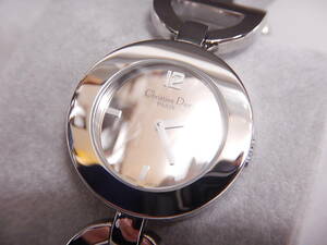 未使用■Christian Dior クリスチャンディオール CD022110 マリス ラウンド SS ブラック文字盤 クオーツ レディース腕時計■