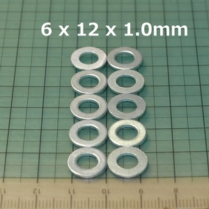 アルミワッシャー 10枚セット M6 (6 x 12 x 1.0mm クラッシュワッシャー)