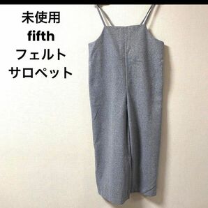 美品　無地　サロペット　グレー　フェルト　ワイド　M サロペットワイドパンツ