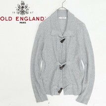 美品◆OLD ENGLAND オールド イングランド トグルボタン コットン ニット カーディガン グレー 36_画像1