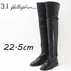 *3.1 Phillip Lim 3.1 Philip rim 2Way leather × suede strut chip knee-high long boots black black 35