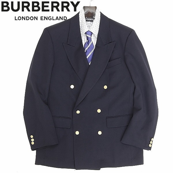 最高級！BURBERRY バーバリーロンドン USA製 紺ブレザー 金ボタン-