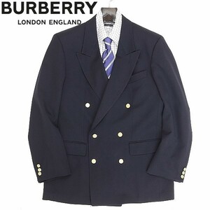  Vintage Британия производства *BURBERRYS Burberry золотой . двойной темно-синий b кожаный жакет темно-синий 48R