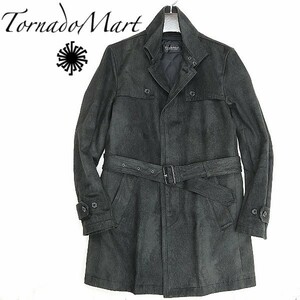 *TORNADO MART Tornado Mart suede style cotton inside liner attaching bell tedo coat charcoal black L