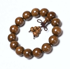 [EasternStar] gold .. Golden sandal wood bracele amulet beads .. tree .15mm 15 sphere small . calabash 