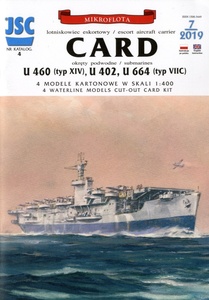 SALE！JSC　1:400　米海軍護衛空母 USS CARD/独潜水艦U460 U402,U664（CARD　MODEL)