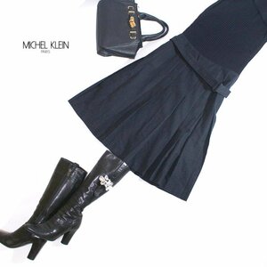  thick warm Michel Klein MICHEL KLEIN wool wool 100% autumn winter simple belt solid wool skirt flair skirt 36 7 number gray 