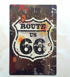 K06 新品●ROUTE66 アメリカ雑貨 サビ柄 ビンテージ風 ブリキ看板 おしゃれ カラフル かっこいい インテリアに ビンテージ アンティーク