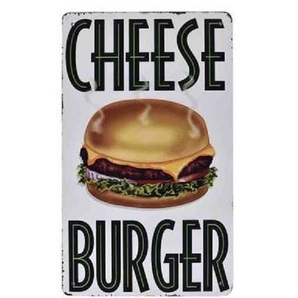 K47 新品●チーズバーガー ブリキ看板 ファーストフード お店やバーに おしゃれなインテリア ファストフード cheeseburger