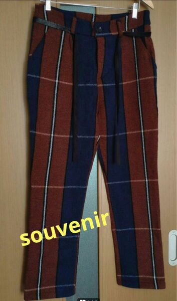 定価19000円　SOUVENIR イタリア製 ウール84% スーベニア　レディース　チェックパンツ　サイズM