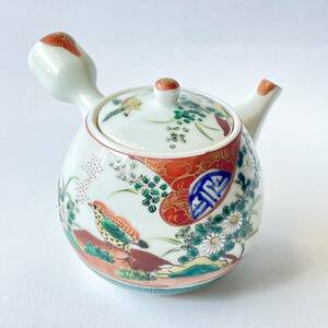 【泉k】 時代 九谷焼 急須 煎茶道具 茶器 赤絵 金彩 花鳥 茶道具 美品 金蘭