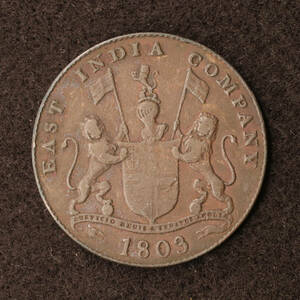 KM#321/英領インド 東インド会社 マドラス管区 20キャッシュ銅貨（1803）[E2664]コイン