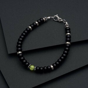  Curren group silver .. be established green peridot lacquer black. brilliancy onyx beads bracele lady's . except .SV950 a06-58