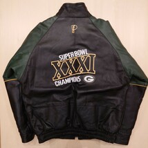 PRO LAYERS スタジャン レザージャケット green bay packers グリーンベイ・パッカーズ NFL 90s プロレイヤー 本革 スーパーボウル 2310_画像2