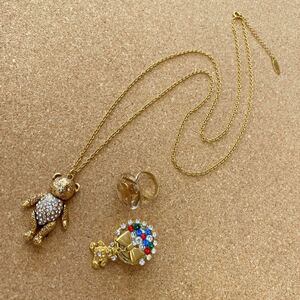 WONDERFULWORLD KANEKOISAO * one da full world Kaneko Isao teddy bear necklace ring accessory set Gold money .