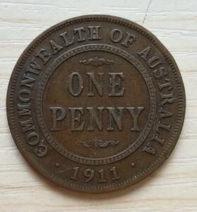 ＜フランス本＞　送料無料　外国コイン　硬貨　オーストラリア 　１ペニー　ジョージ５世　　１９１１年　　