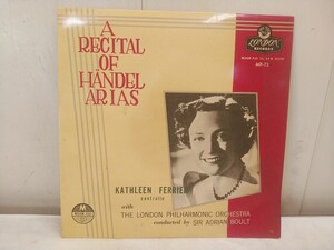 希少!!　10インチLPレコード【 A RECITAL OF HANDEL ARIAS　KATHLEEN FERRIER 】中古品 キャスリーンフェリア ヘンデル・マリア集