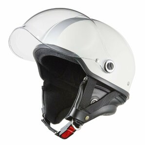 バイクヘルメット ポリスヘルメット ストリートハーフ 半帽ヘルメット ホワイト/シルバー フリーサイズ(57~60cm未満)の画像2