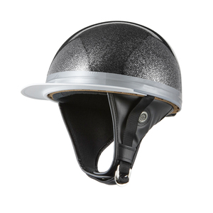 ヘルメット コルク半キャップ 三つボタン ブラックラメ　半ヘル 57cm～60cm未満 半帽 バイクパーツセンター