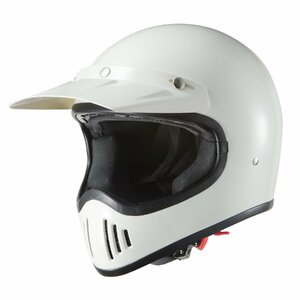 バイクヘルメット ビンテージ レトロ アメリカン フルフェイス ホワイト Lサイズ エアロ バイザー かっこいい M、L、XL