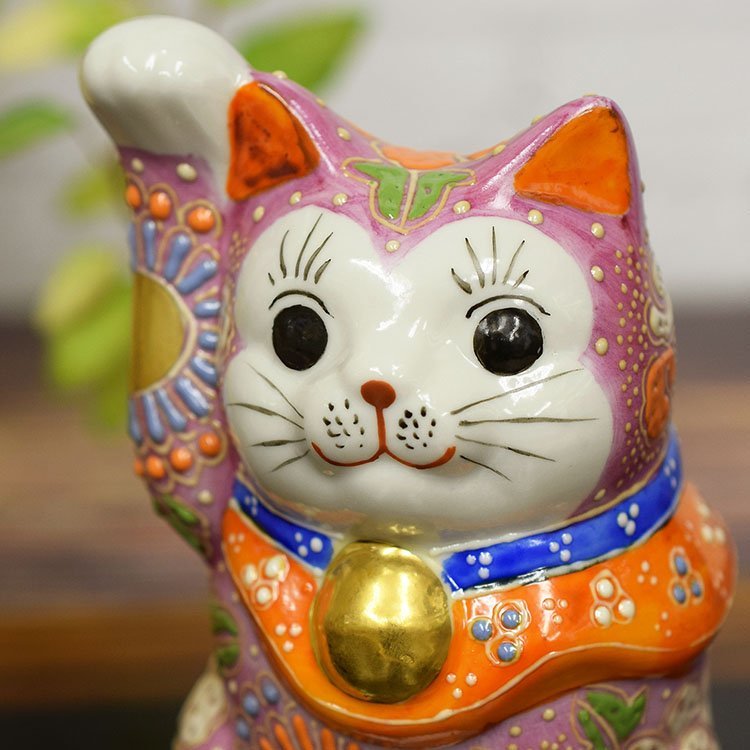 ヤフオク! - 九谷焼 招き猫 黒盛北斎風 赤富士 波 高さ37cm 新品