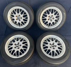 【希少品】BBS スバル インプレッサ レガシィ 純正 16インチ タイヤホイール4本 6.5J +55 PCD100 ハブ径約56 ADVAN 205/55R16 No.369