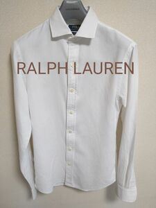 ラルフローレン　RALPH LAUREN　長袖シャツ　ワイドカラー　ホワイト　メッシュ生地　S