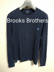 ブルックスブラザーズ　Brooks Brothers　ケーブルニットコットンセーター　スーピマコットン　ネイビー　M