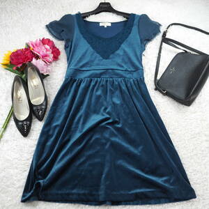 G3913* Kumikyoku k Miki .k*A line * floral print * embroidery * long * One-piece * blue blue *2