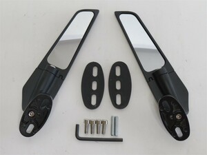 汎用 CBR1000RR CBR600RR 2022 アルミ バックミラー 調整可能 回転式 黒【mi-h-1】