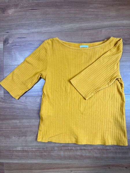 【GU】 リブTシャツ マスタードイエロー