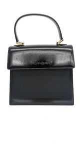 Yves Saint Laurent イブ サンローラン ハンドバッグ ロゴ型押し ケリー型 YSL フォーマル フラップ レザー ナイロン 黒 ブラック black