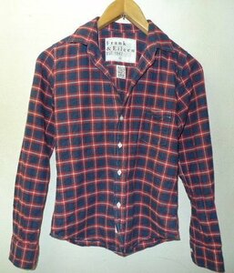 ◆RHC購入 Frank＆Eileen フランク＆アイリーン オープンカラー チェック ネルシャツ 赤×紺 サイズXXS