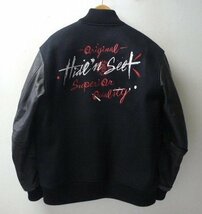 ◆HIDE AND SEEK XL テンダーロイン ハイドアンドシーク メルトン 袖 レザー スタジャン 黒 サイズ XL_画像2