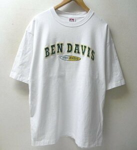 ◆BEN DAVIS ベンデイビス XL カレッジロゴデザイン Tシャツ 白 サイズXL　近年モデル