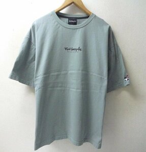 ◆mark Gonzales マークゴンザレス ロゴ刺繍 Tシャツ グレー サイズL オーバーサイズ 薄グリーン系